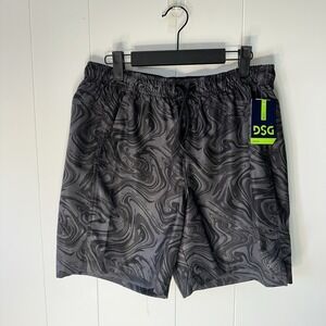 DSG Men's Athletic Shorts Small 6" Inseam Gray Black Print Training Gym NWT